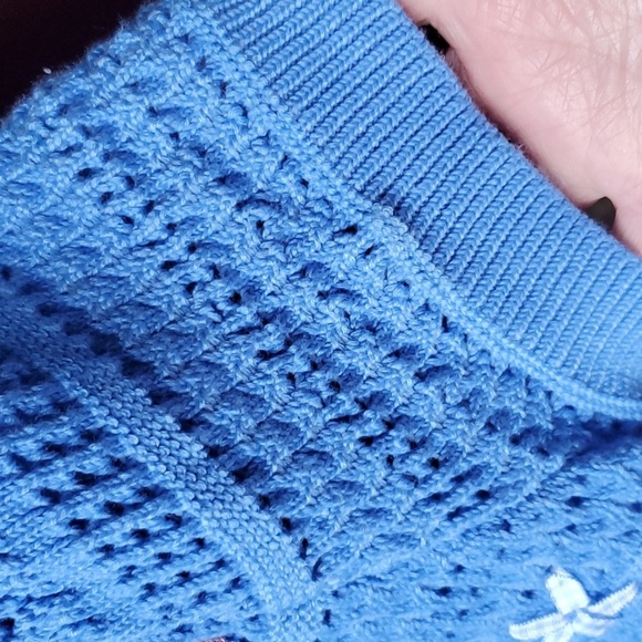 Nanette Lepore Textured Blue Cardigan with Subtle Pink Accents - Picture 6 of 10